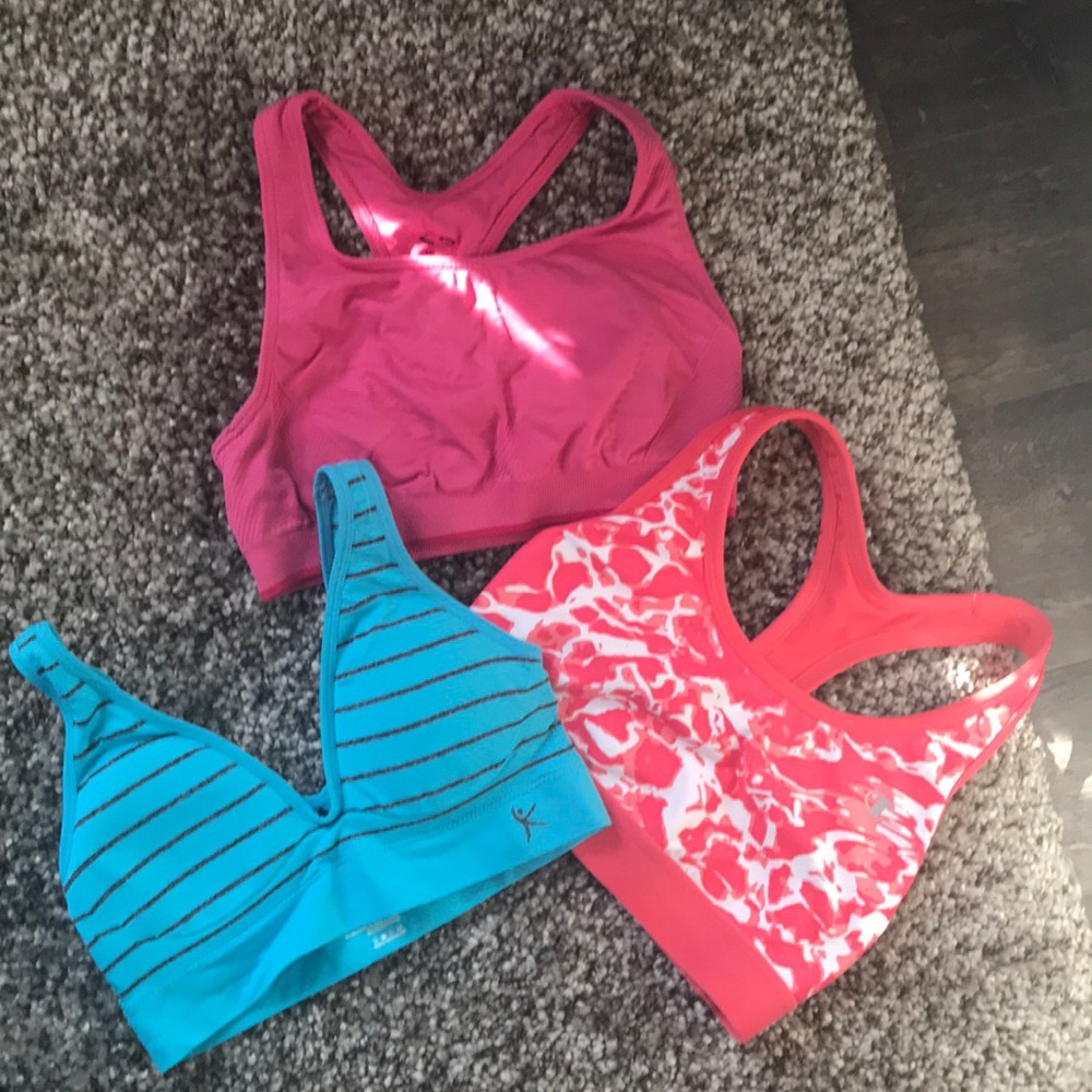3 Sports Bras in a bundle together